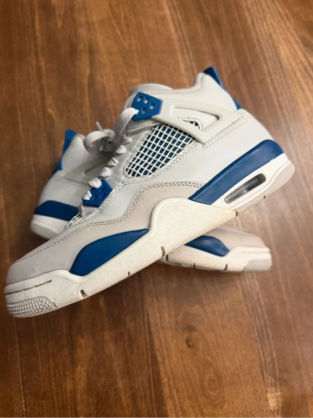 Excellent Air Jordan 4 Retro 2024 Off White/Military Blue GS Sz6Y